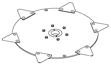 Rotor c/w bolt-in hub, H1 Browning bushing and 6 sickle blades
