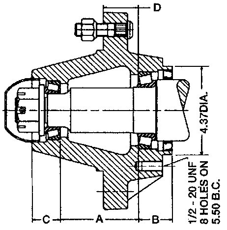 Hub Assy, H817, With Cups &amp; Studs